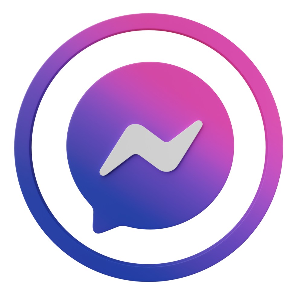 3D render, Meta chat messenger, Facebook messenger gradient pink blue icon bubble isolated on transparent background. png