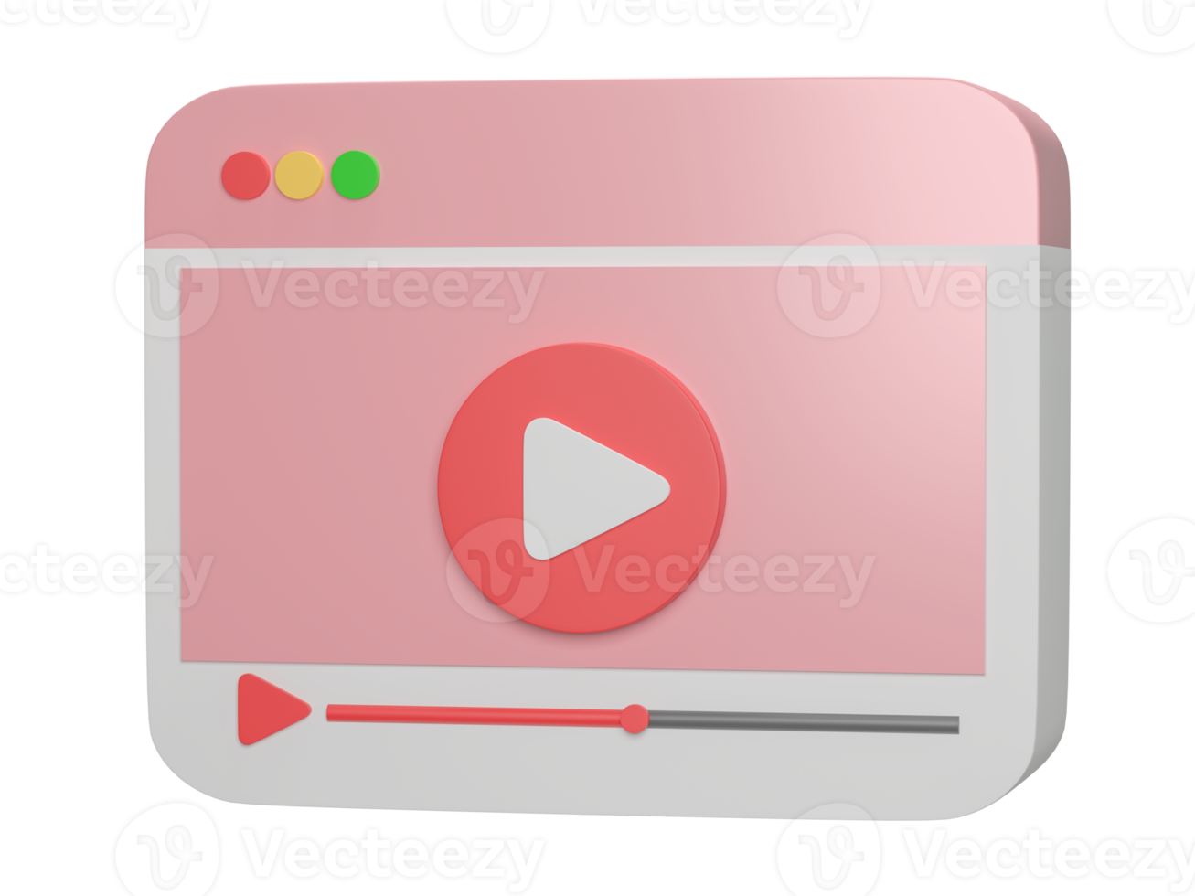 3D video media player isolated on transparent background PNG file format