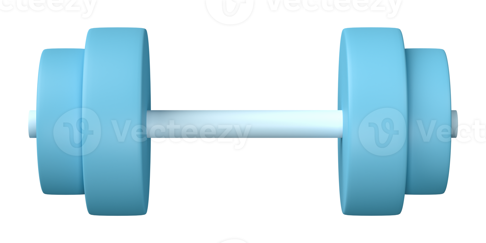 3D rendering, Blue dumbbell isolated on transparent background png