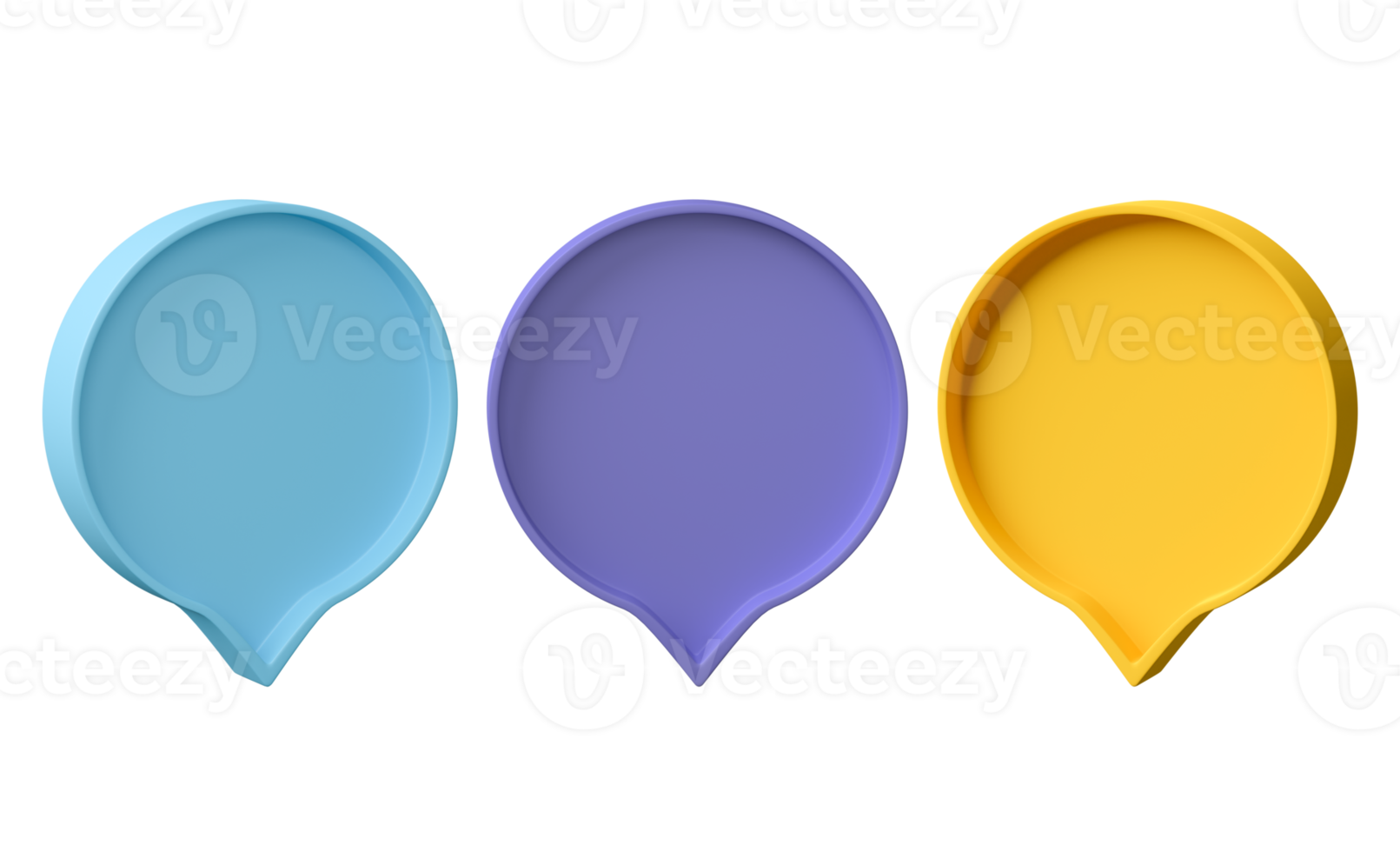 Set of speech bubble 3D render, png file format.