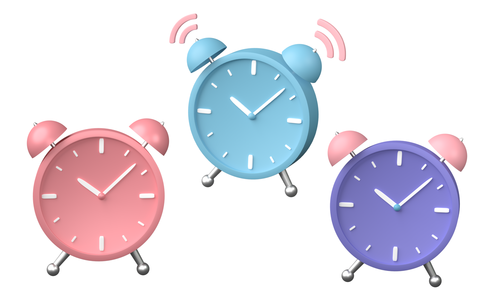 Set of alarm clock 3D render, png file format. 22498200 PNG