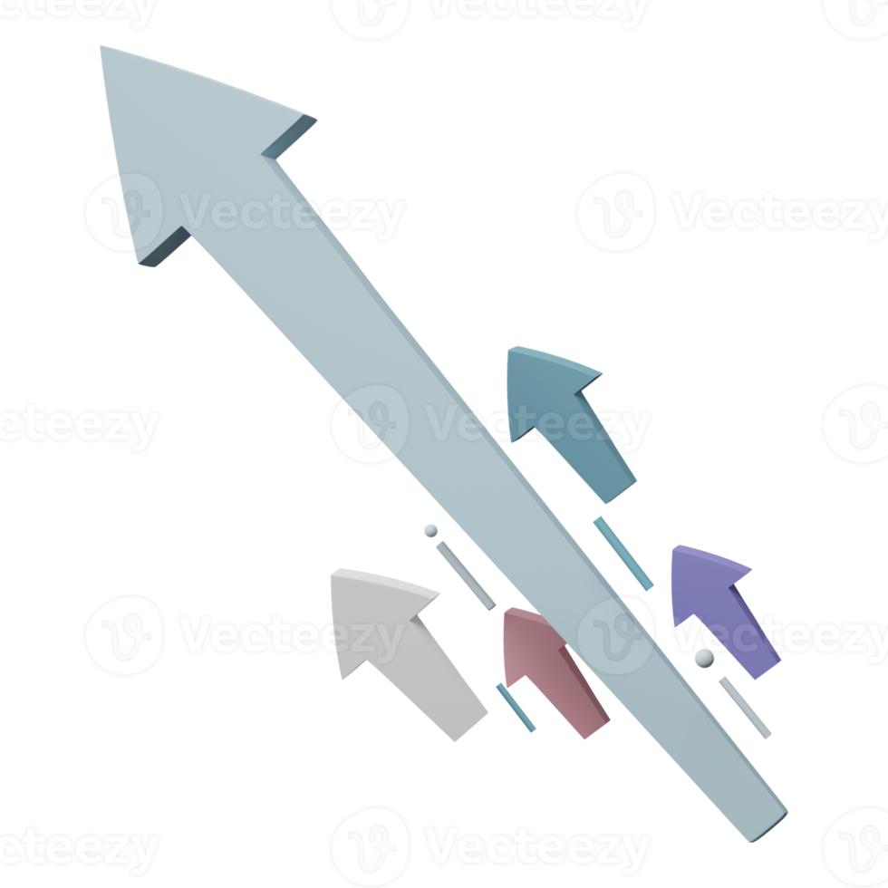 3d företag Diagram pil ekonomi finansiell isolerat på transparent bakgrund. Framgång investering strategi begrepp. png