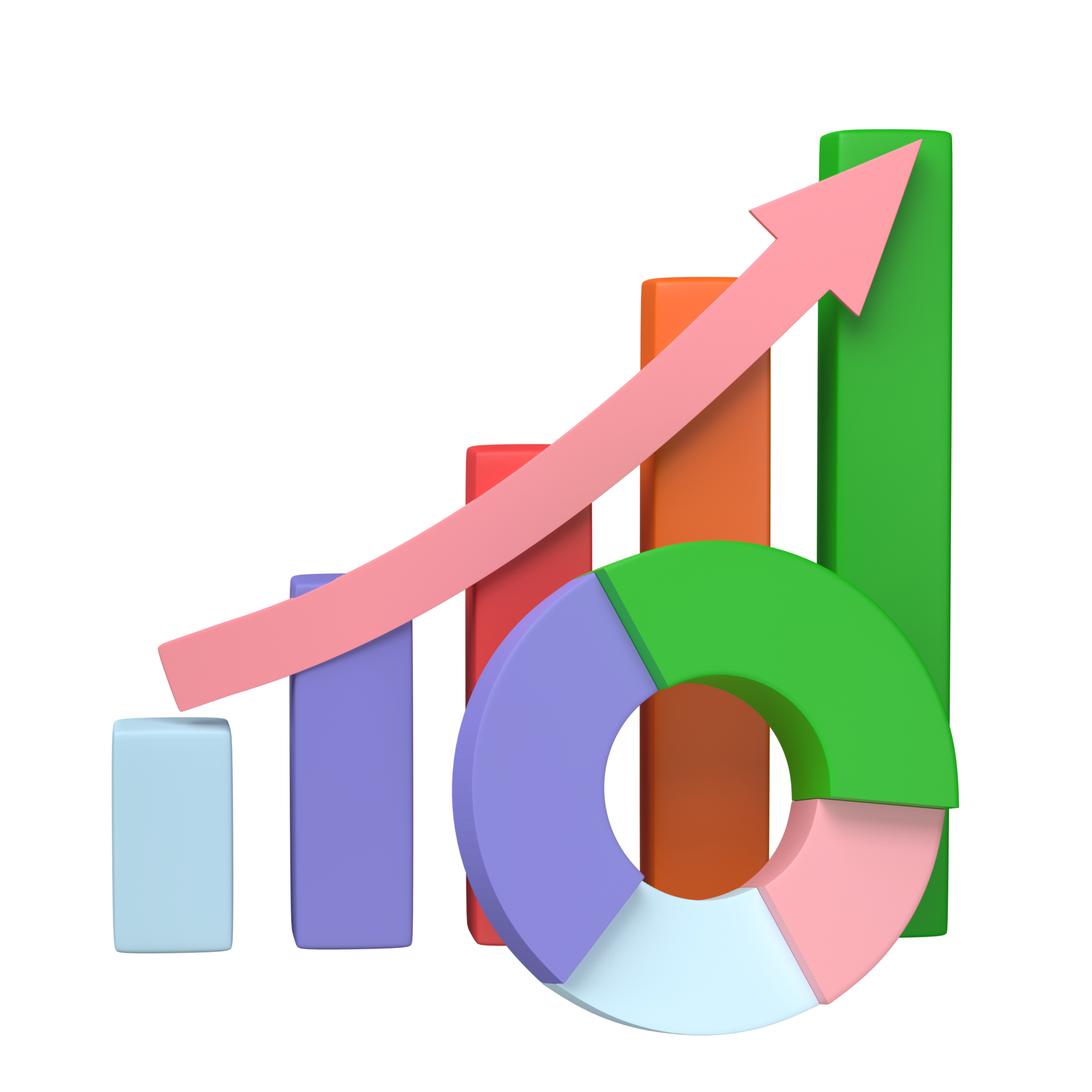 3D render. Business infographic with stock diagrams and statistic bars