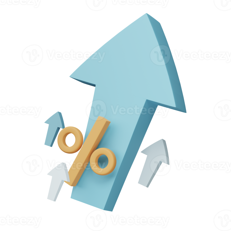 3D Business chart arrow economy financial isolated on transparent background. Success investment strategy concept. png