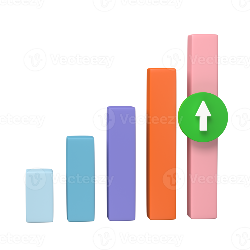 3d rendre. affaires infographie avec Stock diagrammes et statistique bars graphique isolé sur transparent Contexte. financier ligne graphiques et graphiques pour présentation et la finance rapport. png