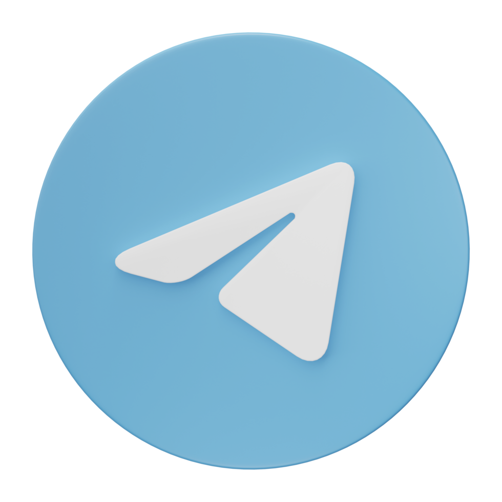 3D rendering. Telegram app icon isolated on Transparent background. Telegram is an online social media network. png