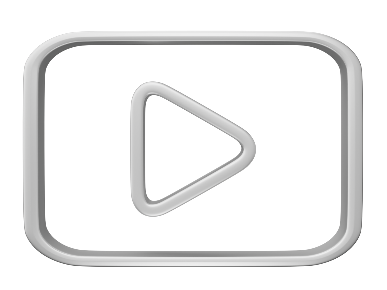 3D, Silver youtube logo icon isolated on transparent background. png