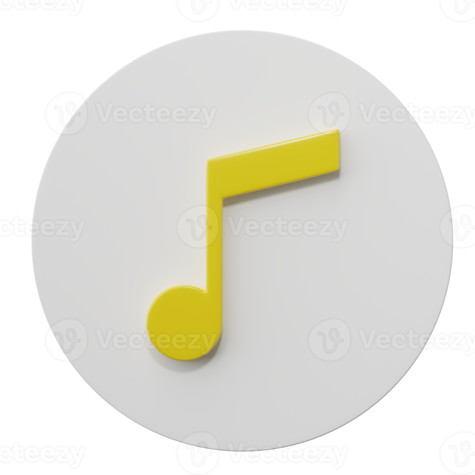 3d tolkning. musik notera ikon isolerat på transparent bakgrund. design element för låt, melodi eller ställa in. png