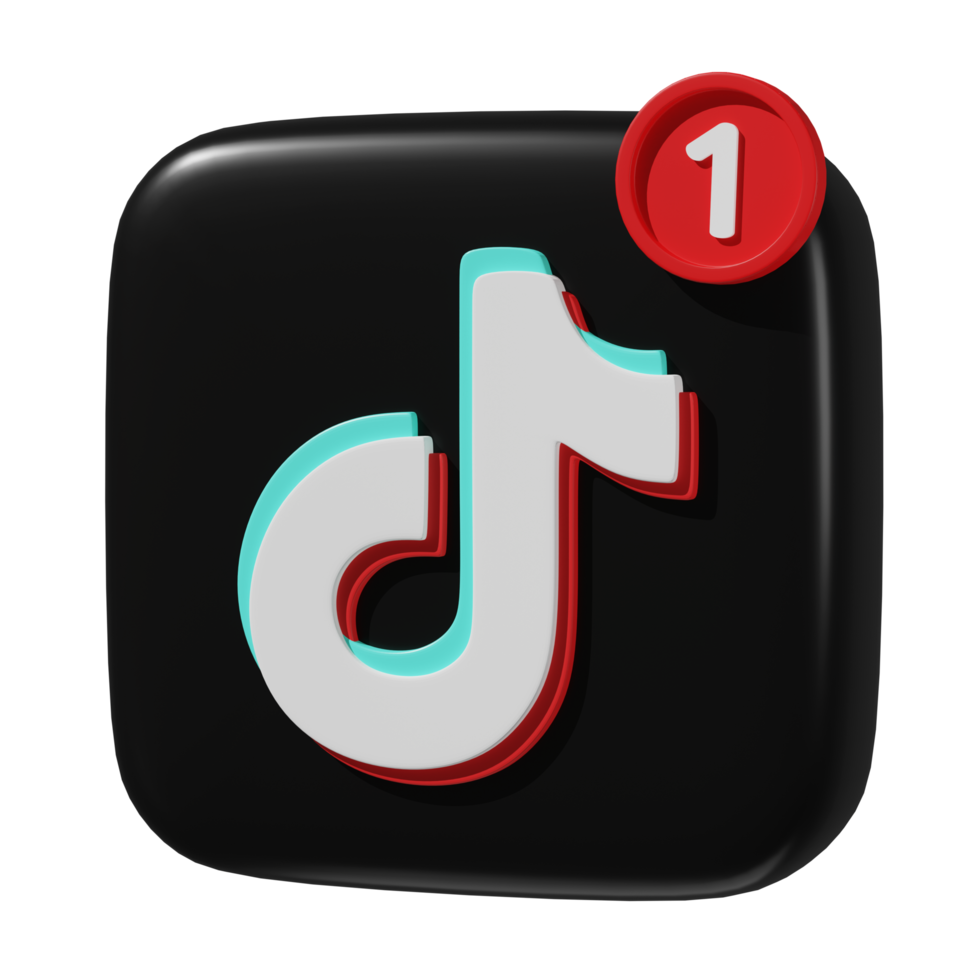 3d prestar, Tik Tok logo icono con nuevo notificación aislado en transparente antecedentes. png