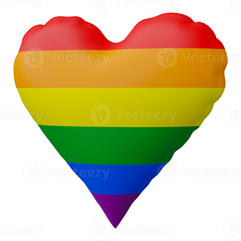 3D render, Pride LGBT on heart icon isolated on transparent background. png