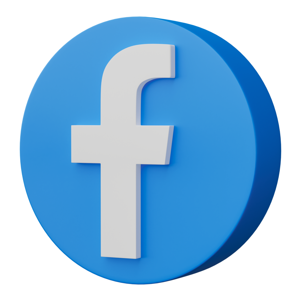 3D render, Facebook logo icon isolated on transparent background. png