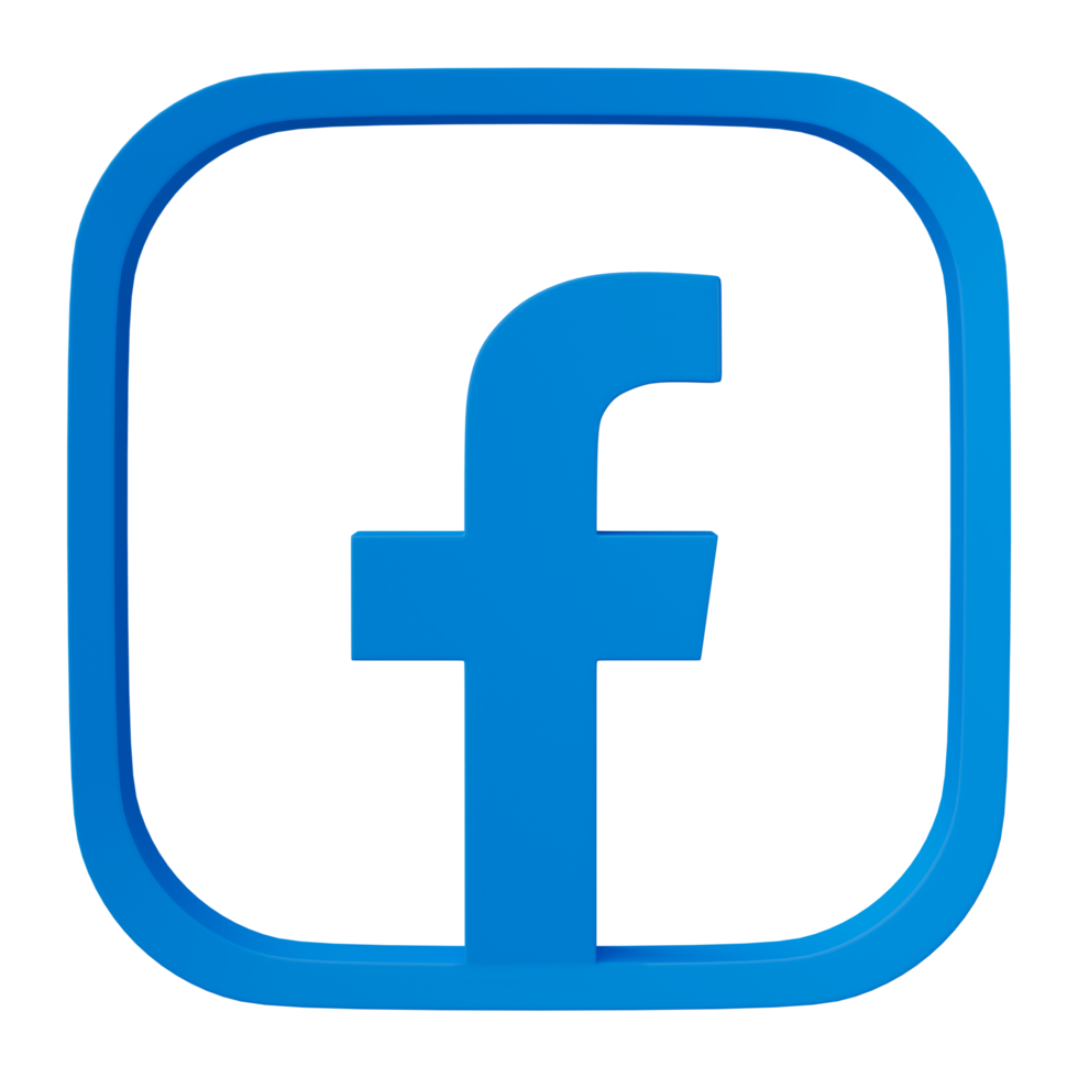 3D render, Facebook logo icon isolated on transparent background. png