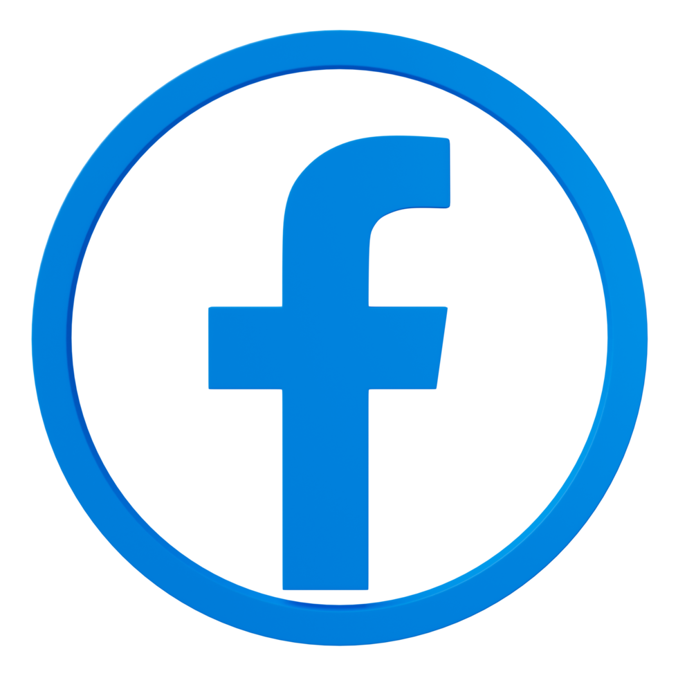 3D render, Facebook logo icon isolated on transparent background. png