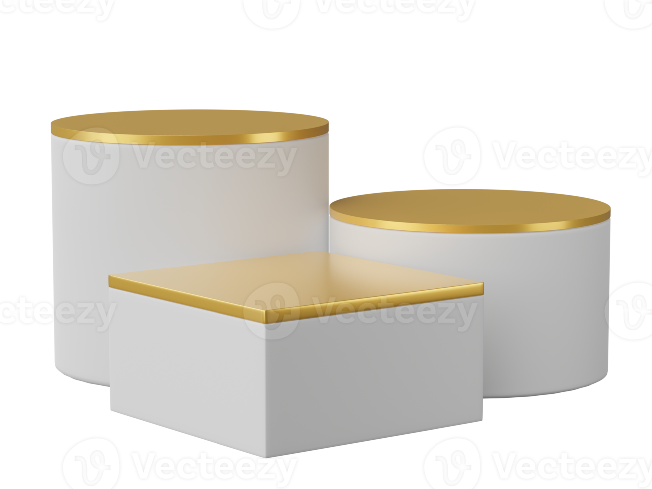 3d machen, golden und Weiß Podium Produkt Anzeige Plattform Bühne Szene isoliert auf transparent Hintergrund. geometrisch Formen Präsentation zum Produkt spotten hoch, kosmetisch Werbung Stand. png