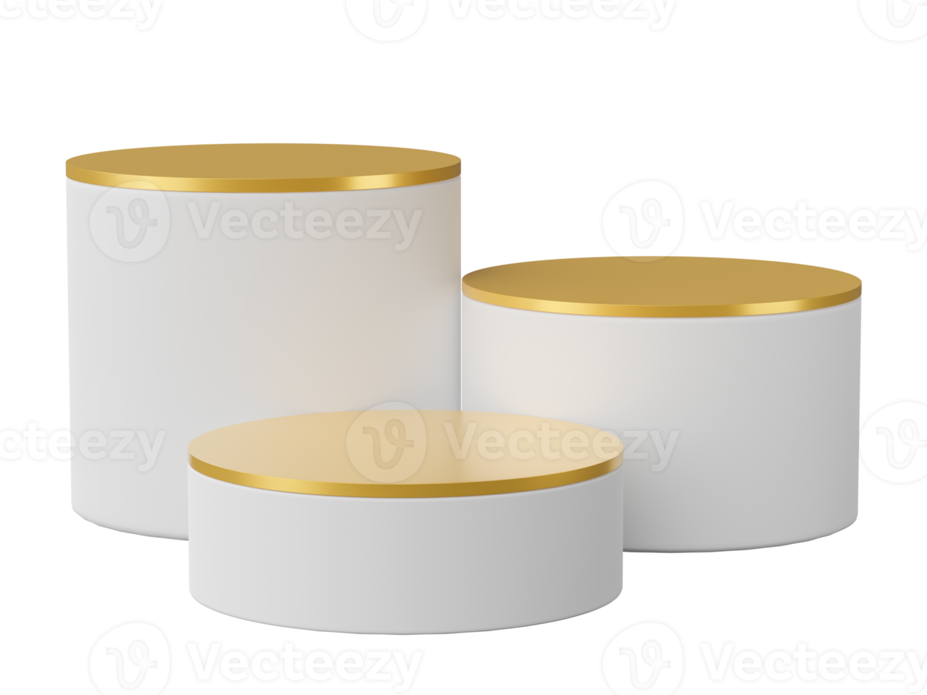 3D render, Golden and white podium product display platform stage scene isolated on transparent background. Geometric shapes presentation for product mock up, cosmetic advertising stand. png