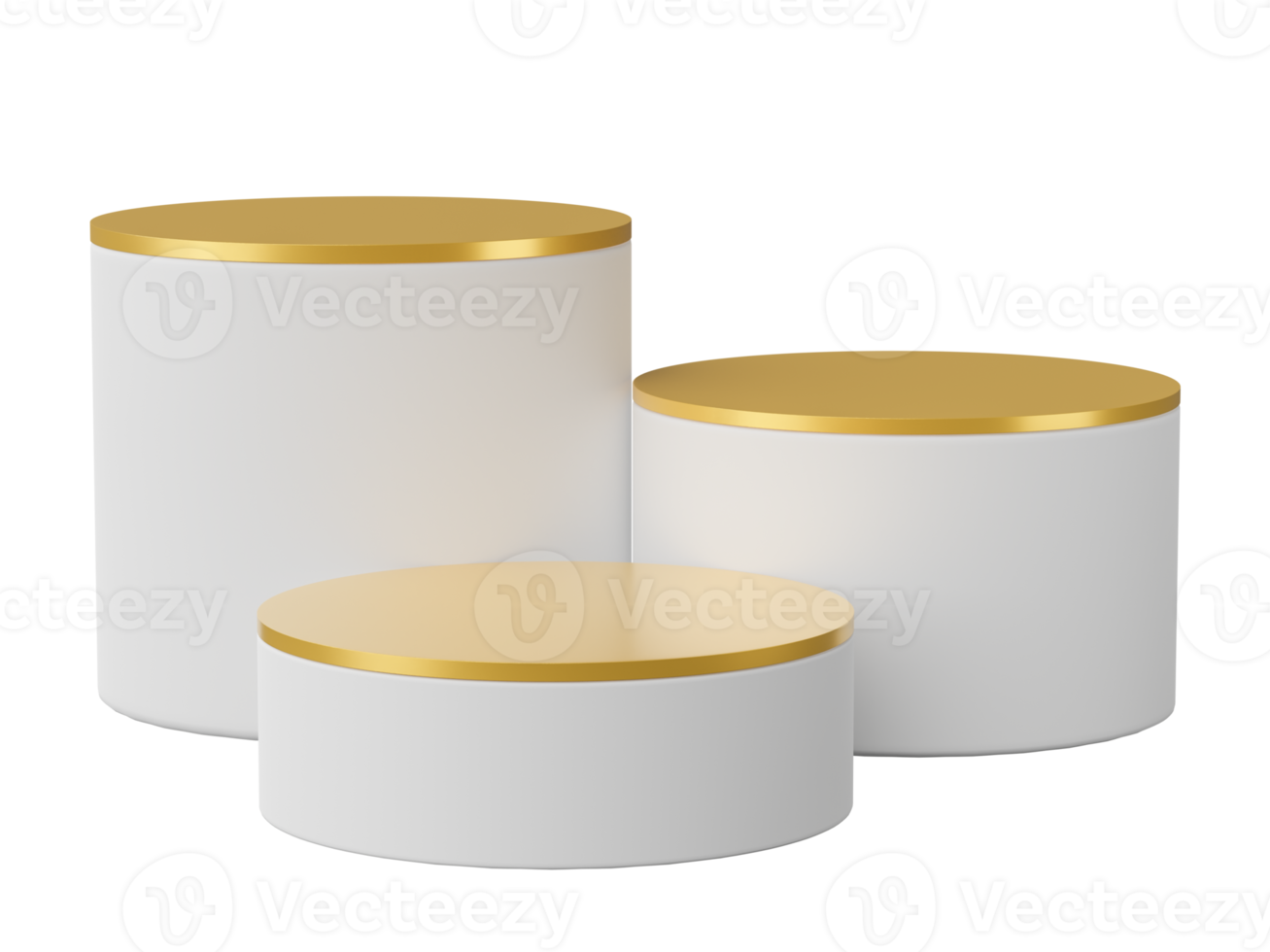 3d rendere, d'oro e bianca podio Prodotto Schermo piattaforma palcoscenico scena isolato su trasparente sfondo. geometrico forme presentazione per Prodotto finto su, cosmetico pubblicità In piedi. png