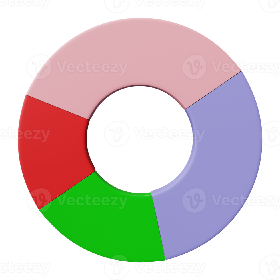 3D Pie chart infographic icon isolated on transparent background, png file.