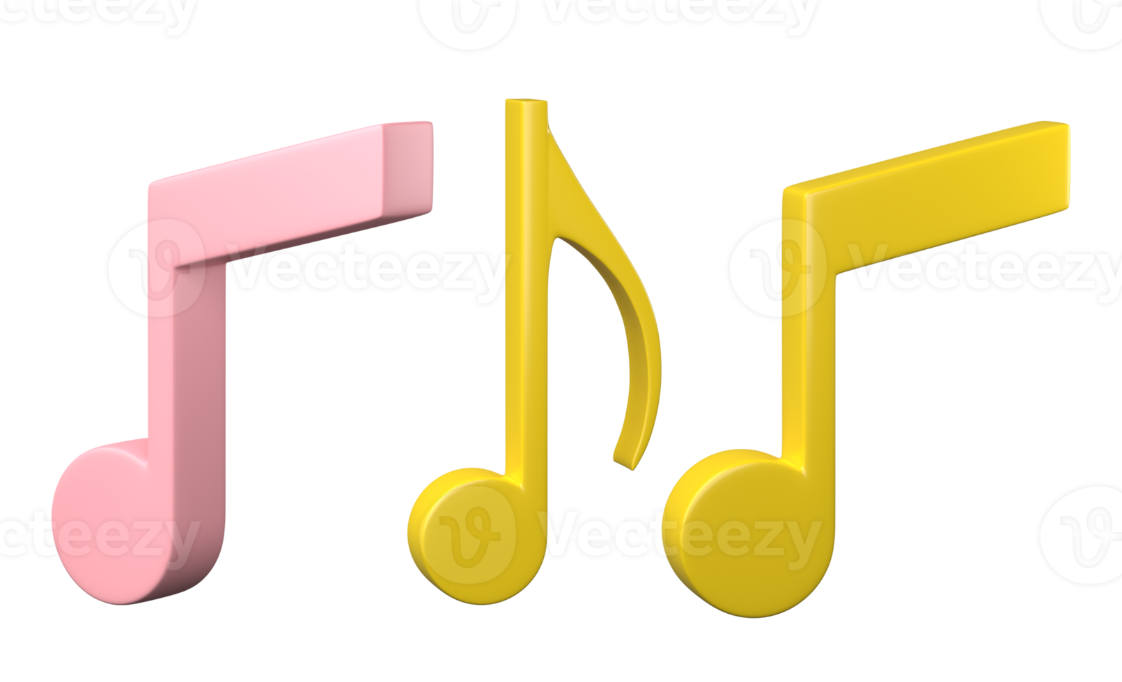 Set of melody icon 3D render, png file format.