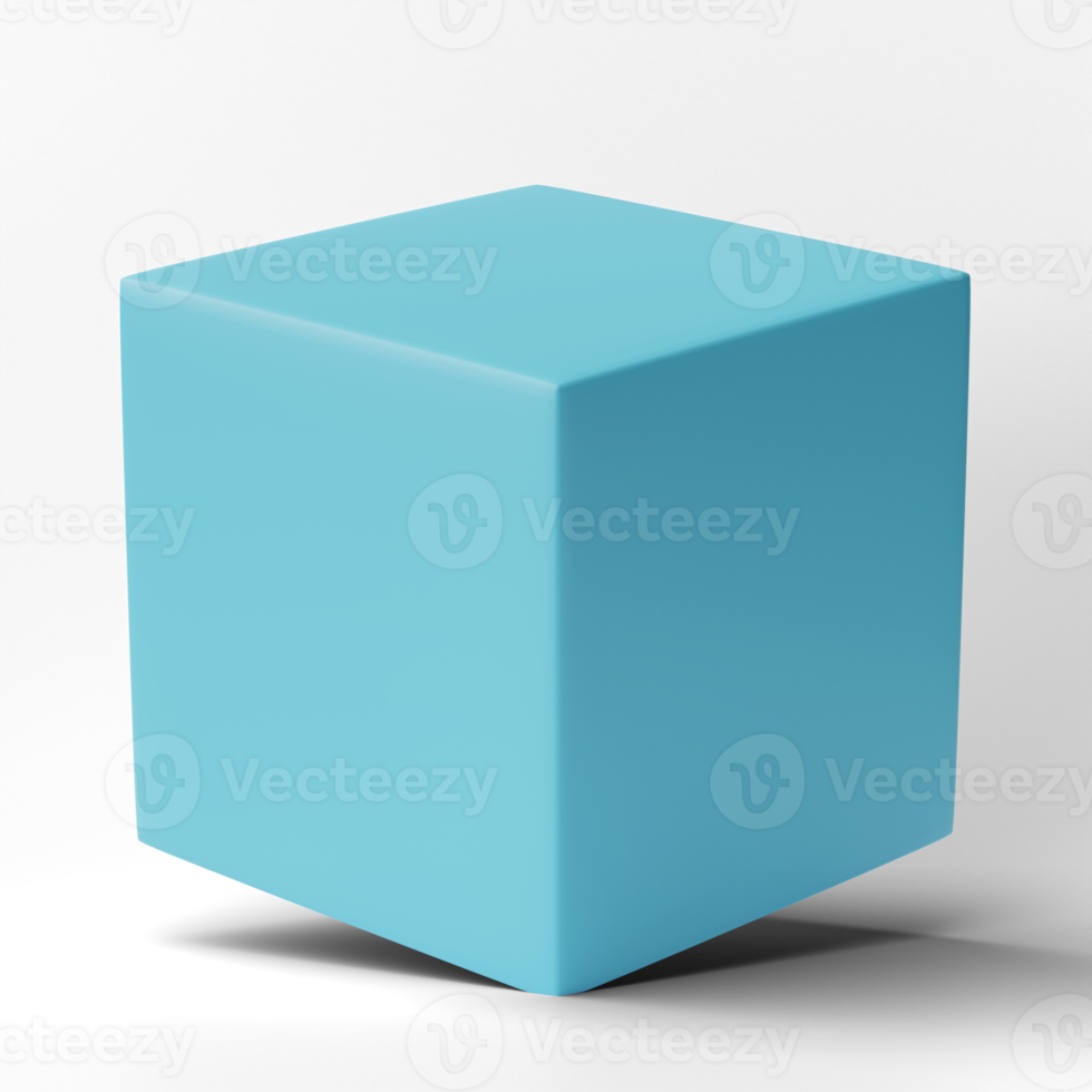 3D cube has a shadow isolated on transparent background, png file.