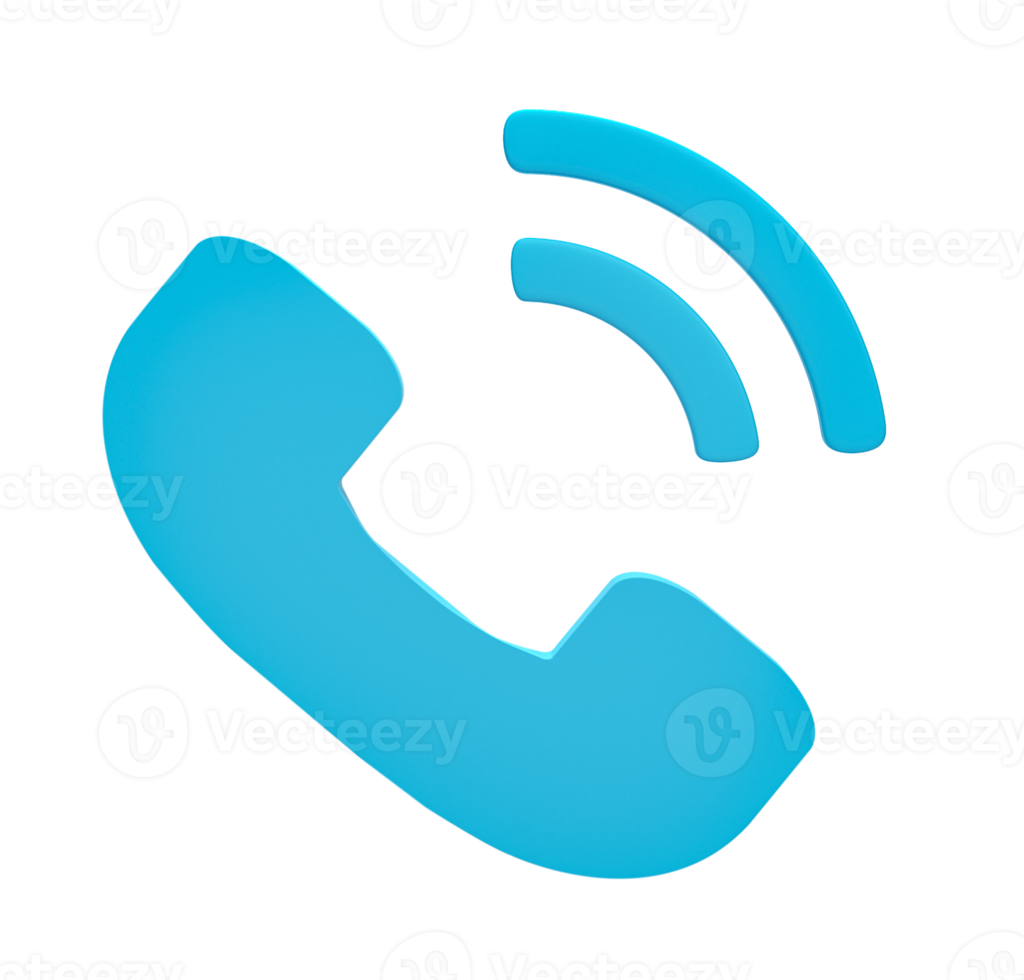 3D rendering. Phone call icon isolated on transparent background png