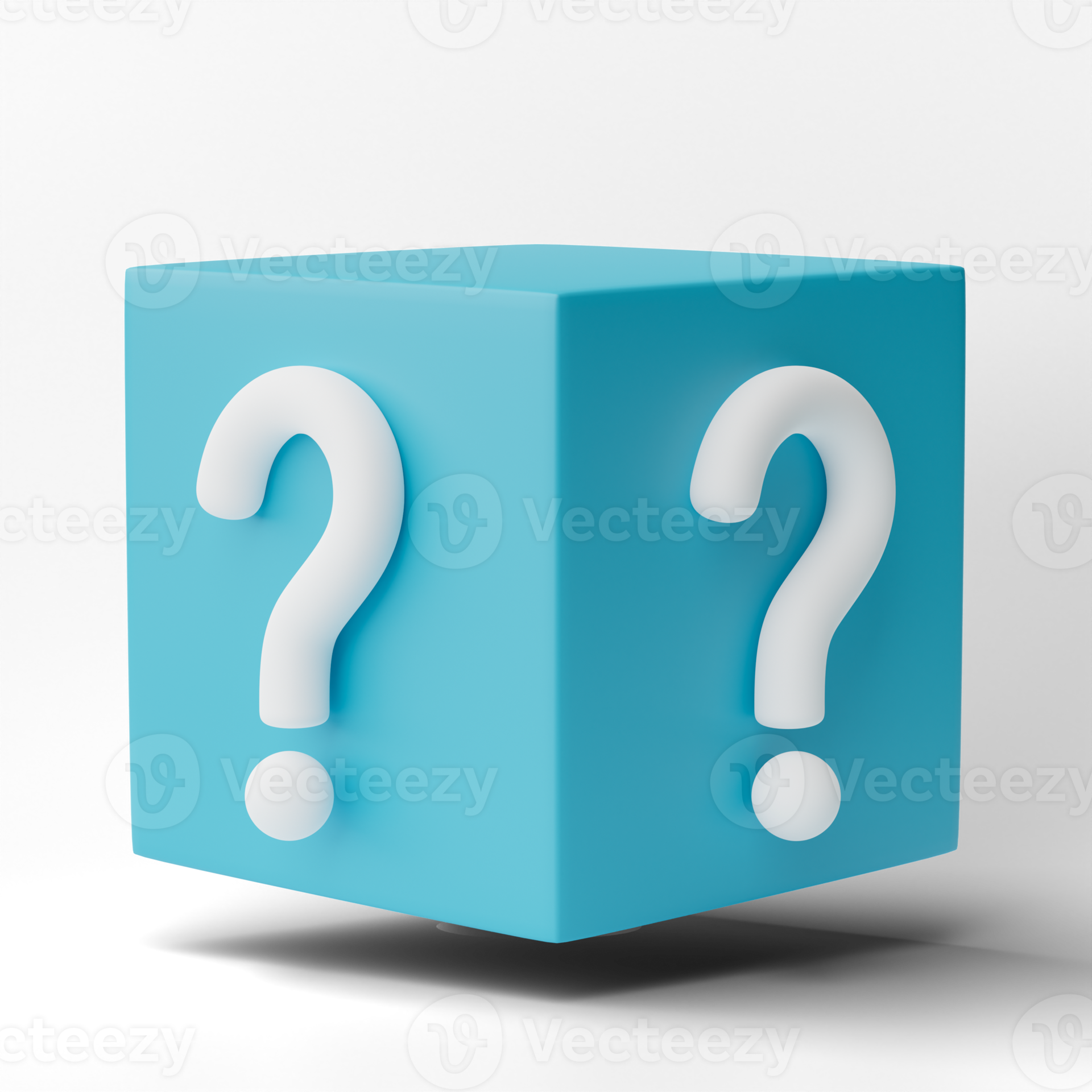 3D box with question mark sign isolated on transparent background, png