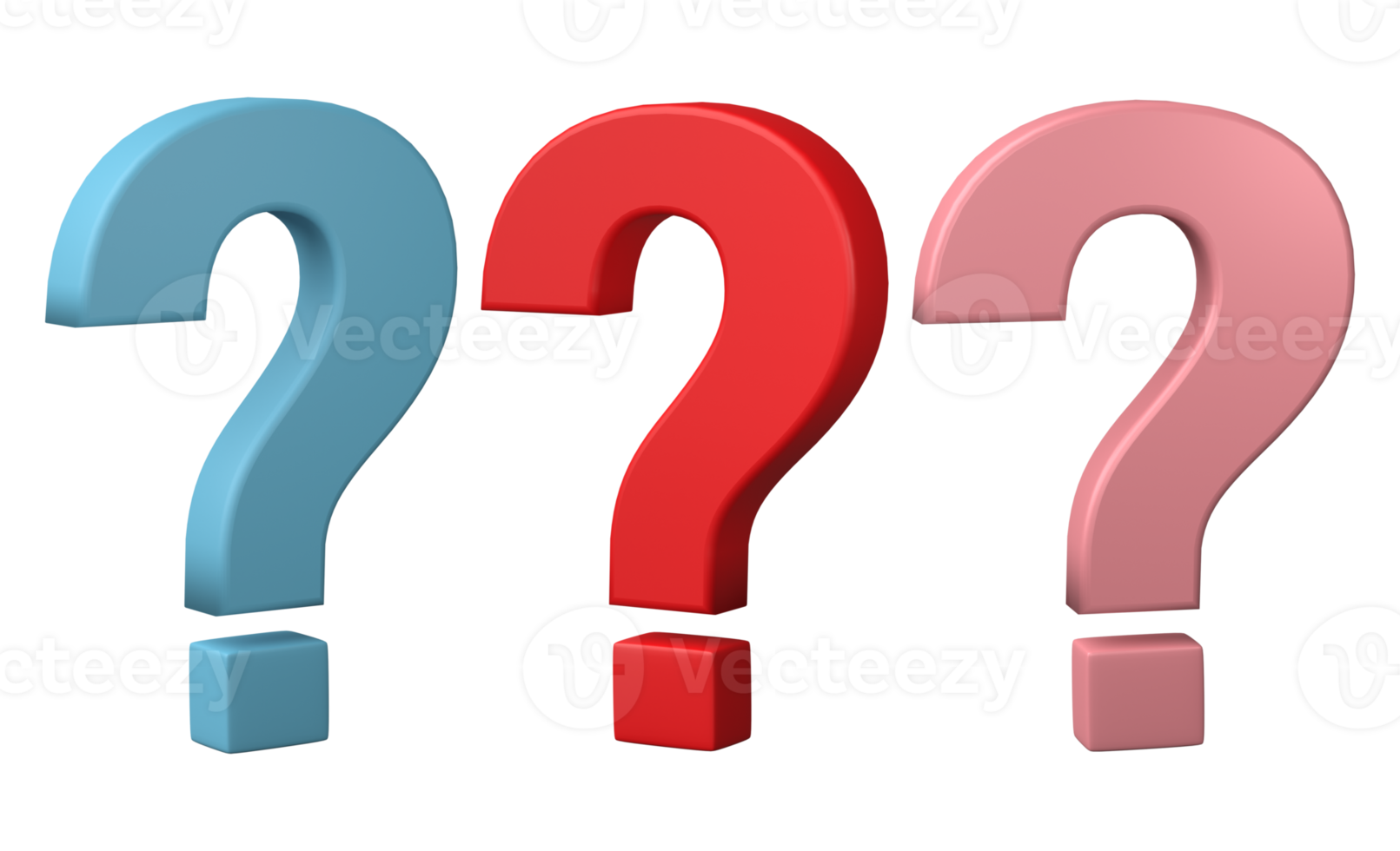 Set of Question Mark icon 3D render, png file format.