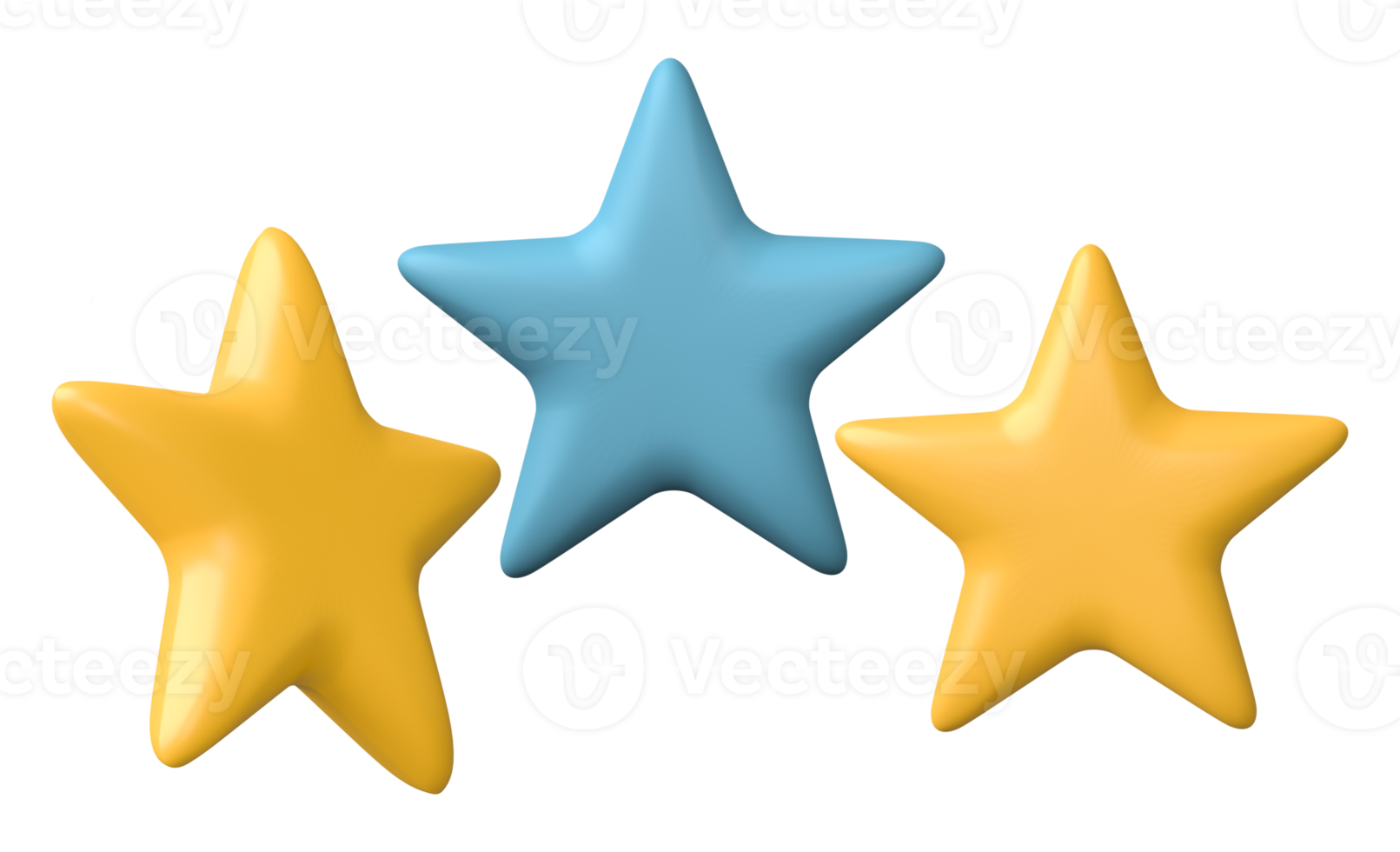 Set of Star icon 3D render, png file format.