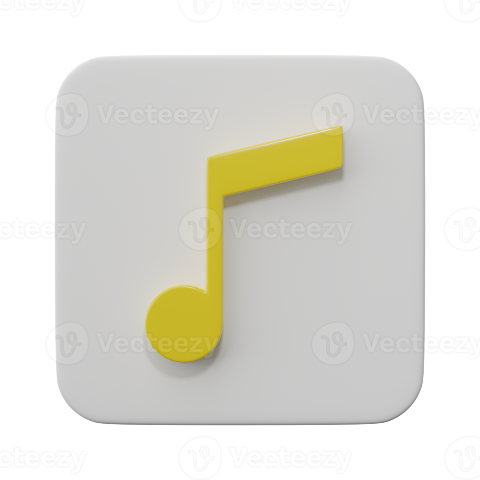 3D rendering. Music note icon isolated on transparent background. Design element for song, melody or tune. png