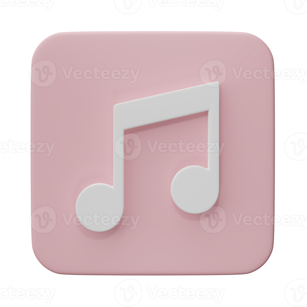 3D rendering. Music note icon isolated on transparent background. Design element for song, melody or tune. png