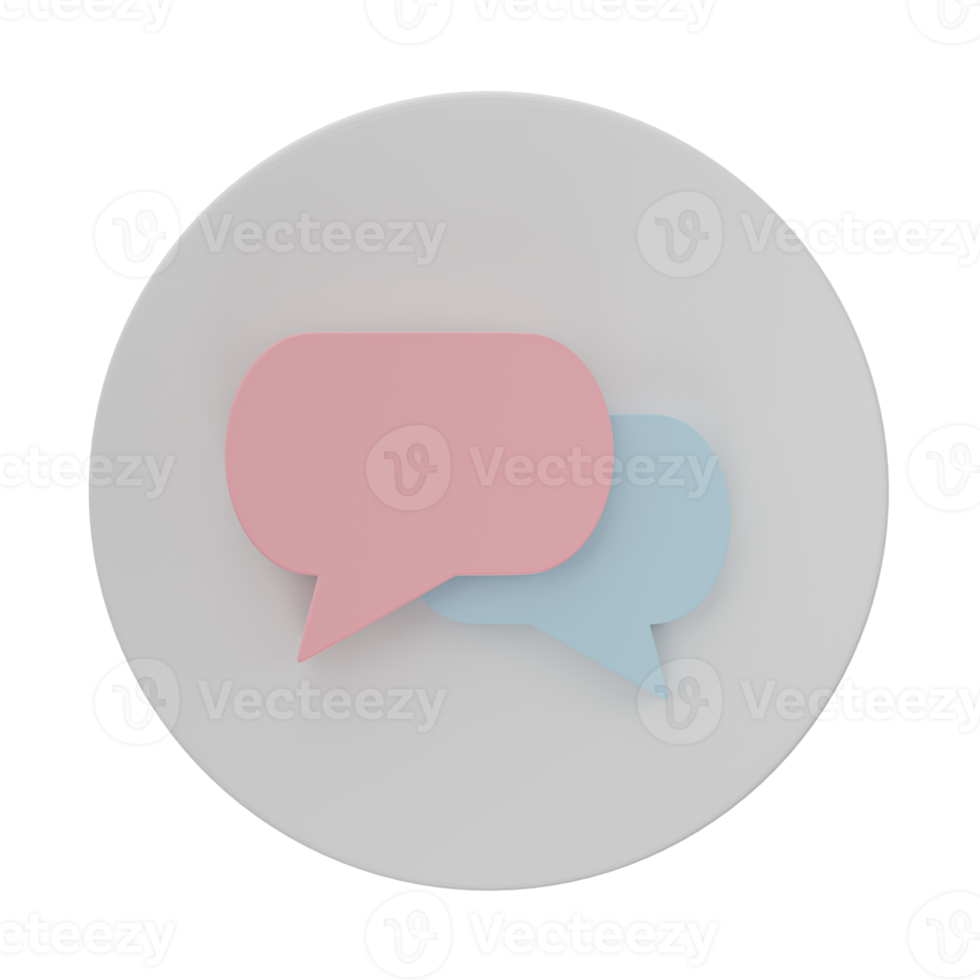 Speech bubble talk 3D render isolated on transparent background png