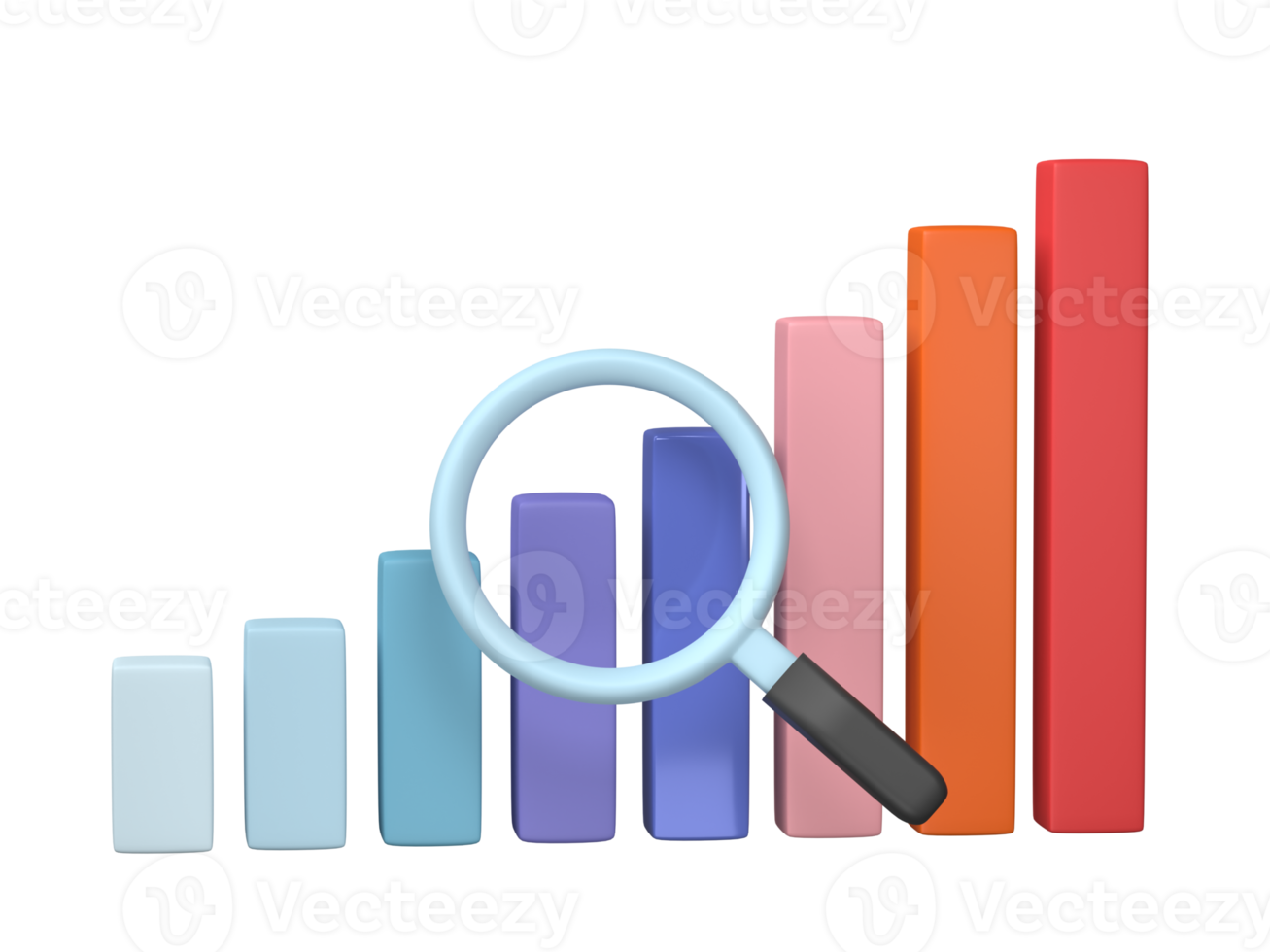 3D render. Business infographic with stock diagrams and statistic bars chart isolated on transparent background. Financial line graphs and charts for presentation and finance report. png