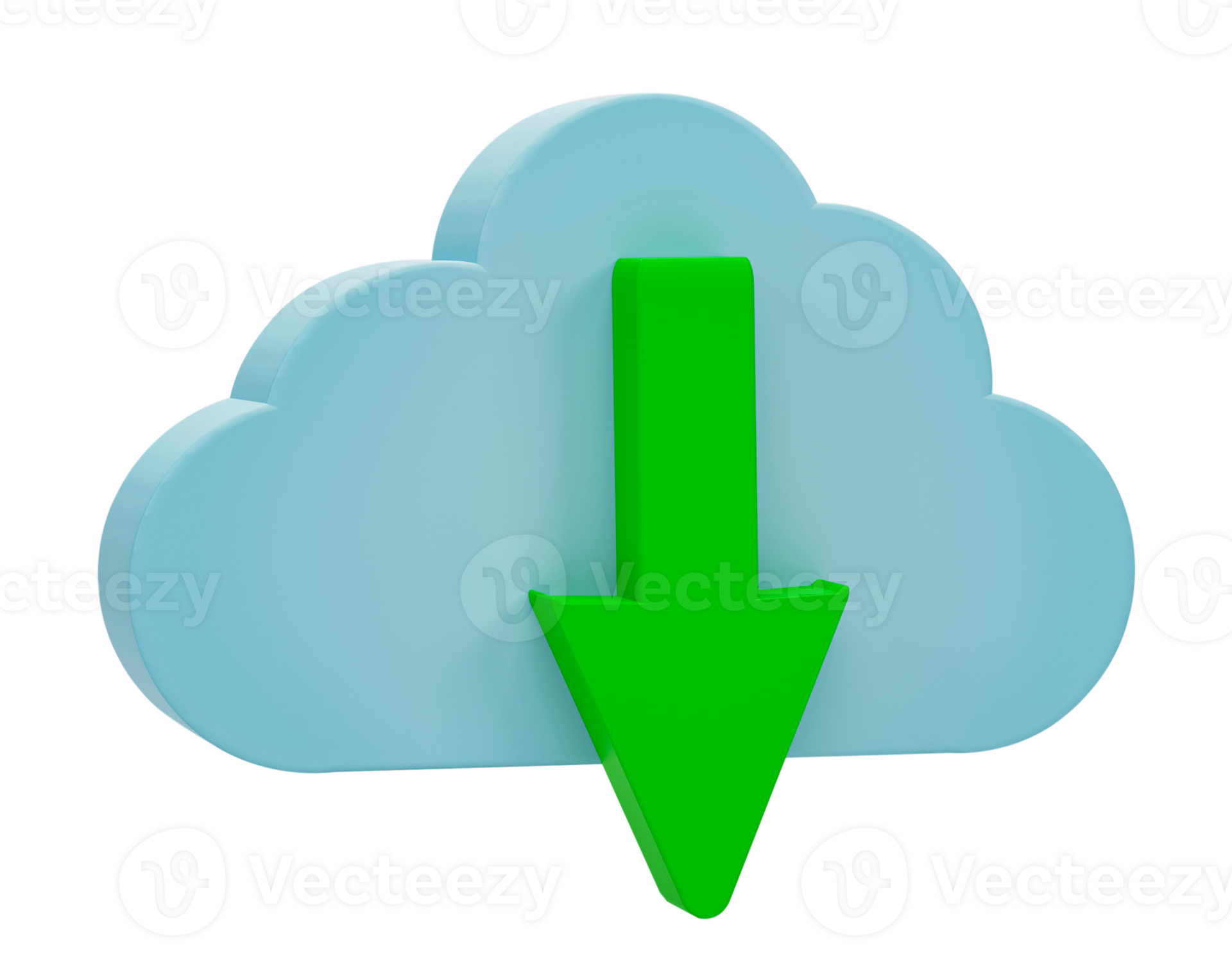 3D rendering. cloud download icon isolated on transparent background