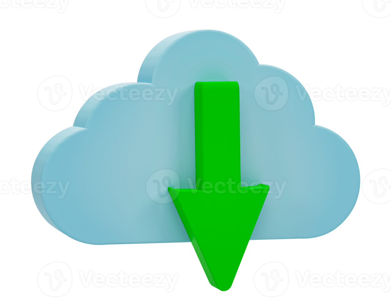 3D rendering. cloud download icon isolated on transparent background png