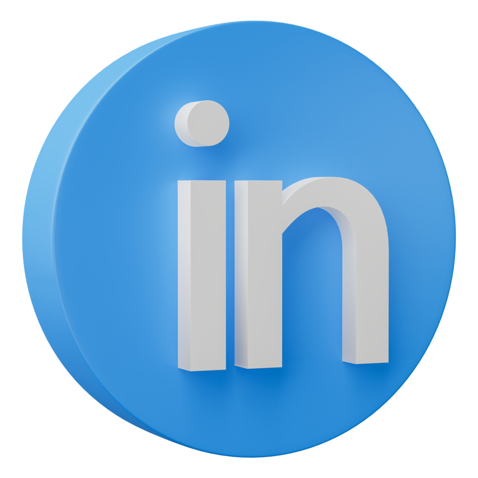 3D linkedin logo icon isolated on transparent background. png