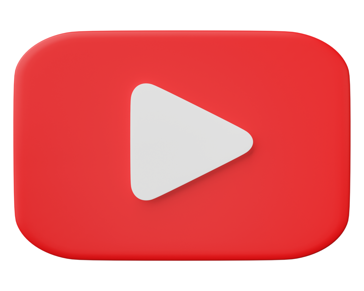 3D youtube logo icon isolated on transparent background. png