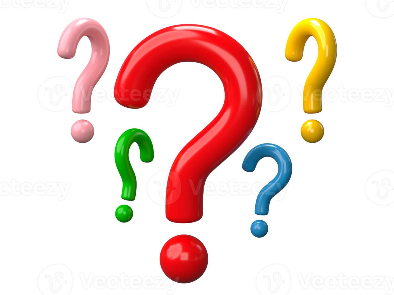 3d rendering, Set of Question Mark icon isolated on transparent background png