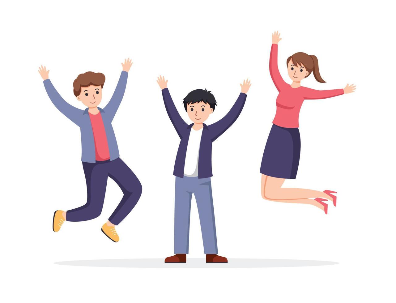 group of people enjoy happy dance movements isolated vector