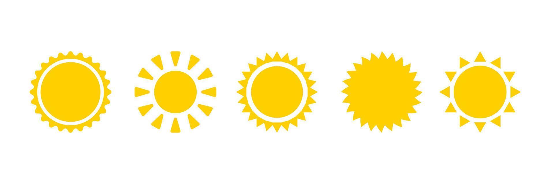 Summer Sun Icon. Hot yellow sun symbols design. Sun sign elements vector illustration