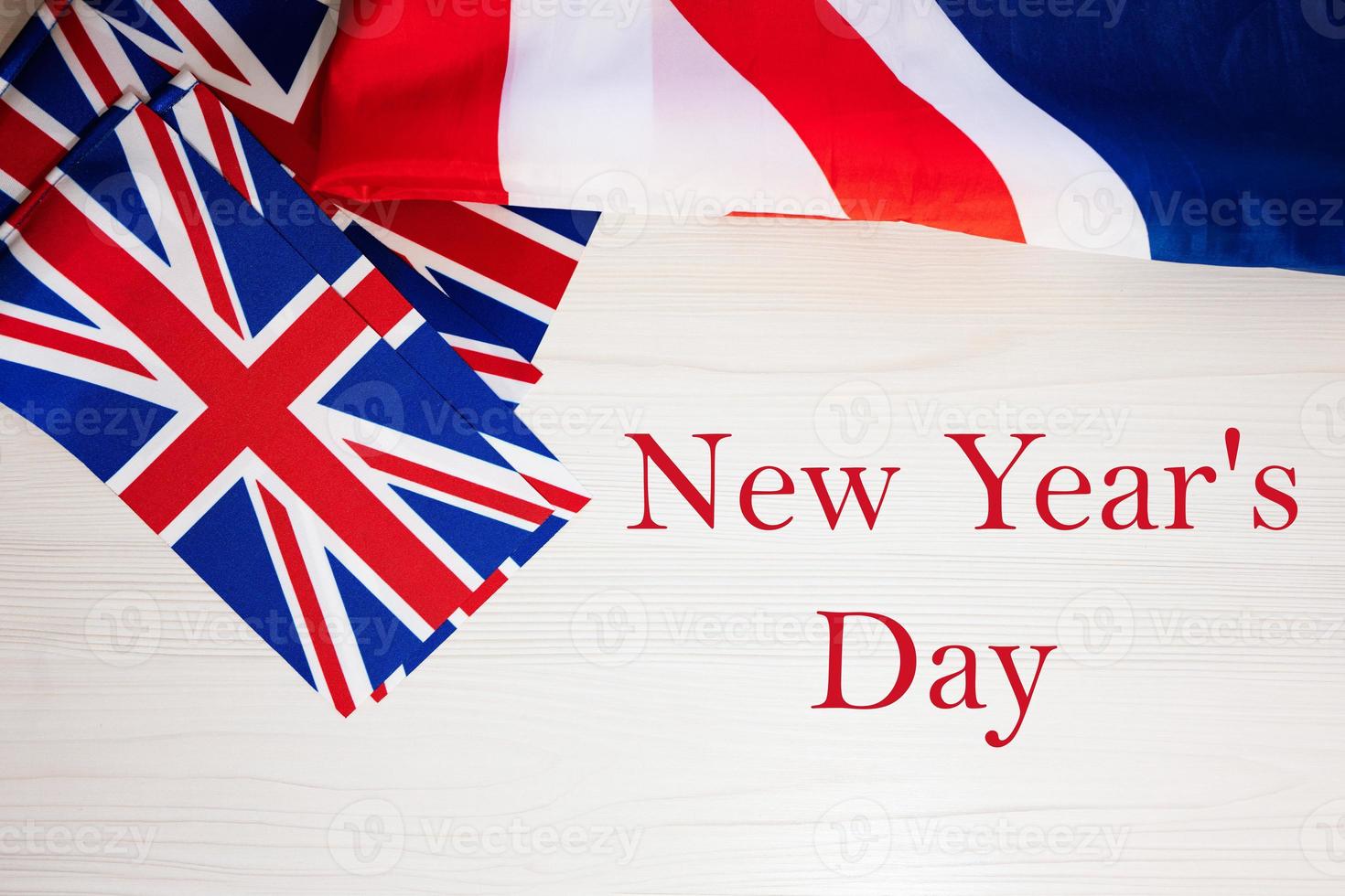 New Year's Day. British holidays concept. Holiday in United Kingdom. Great Britain flag background. photo