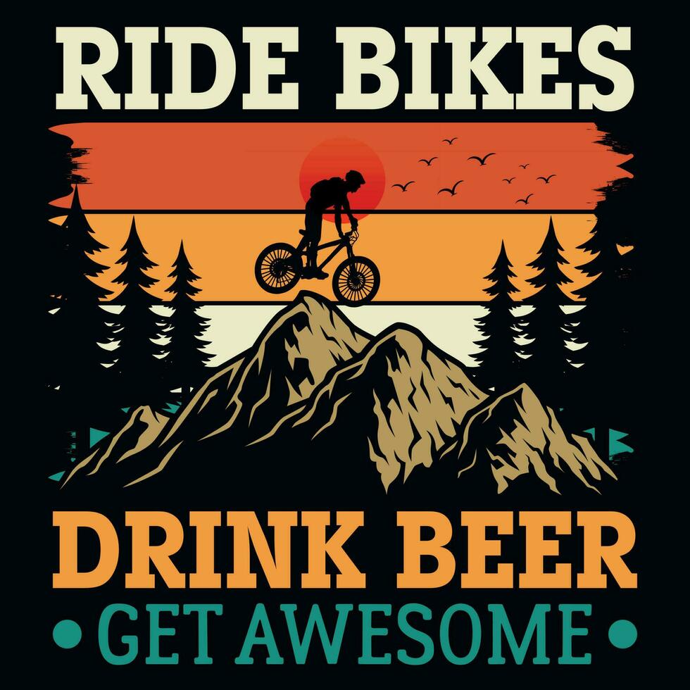 montaña andar en bicicleta aventuras gráficos camiseta diseño vector