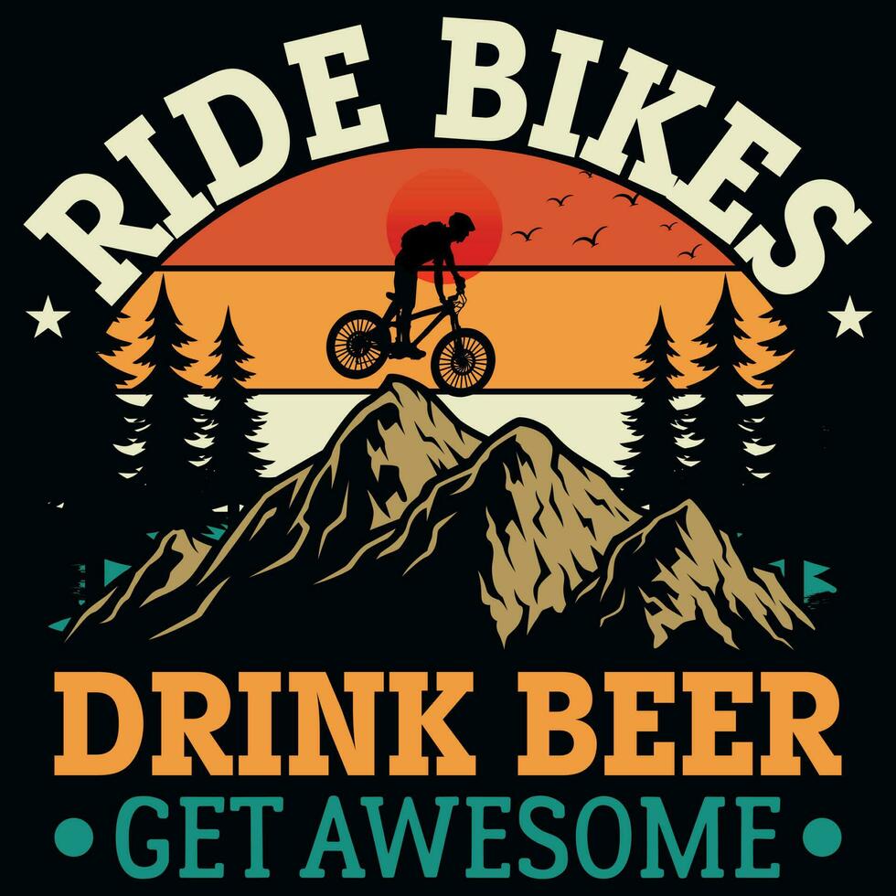 montaña andar en bicicleta aventuras gráficos camiseta diseño vector