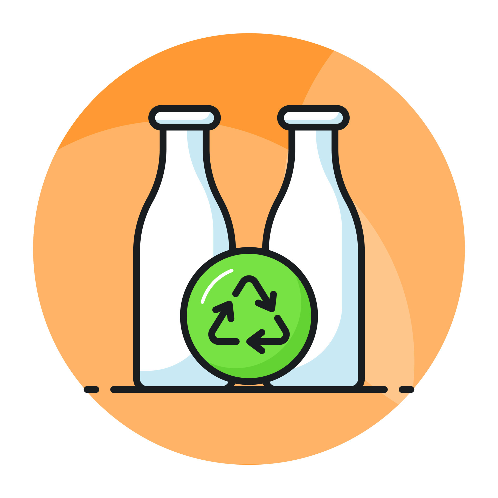 Recycling sign with bottles showing concept of bottles recycling in