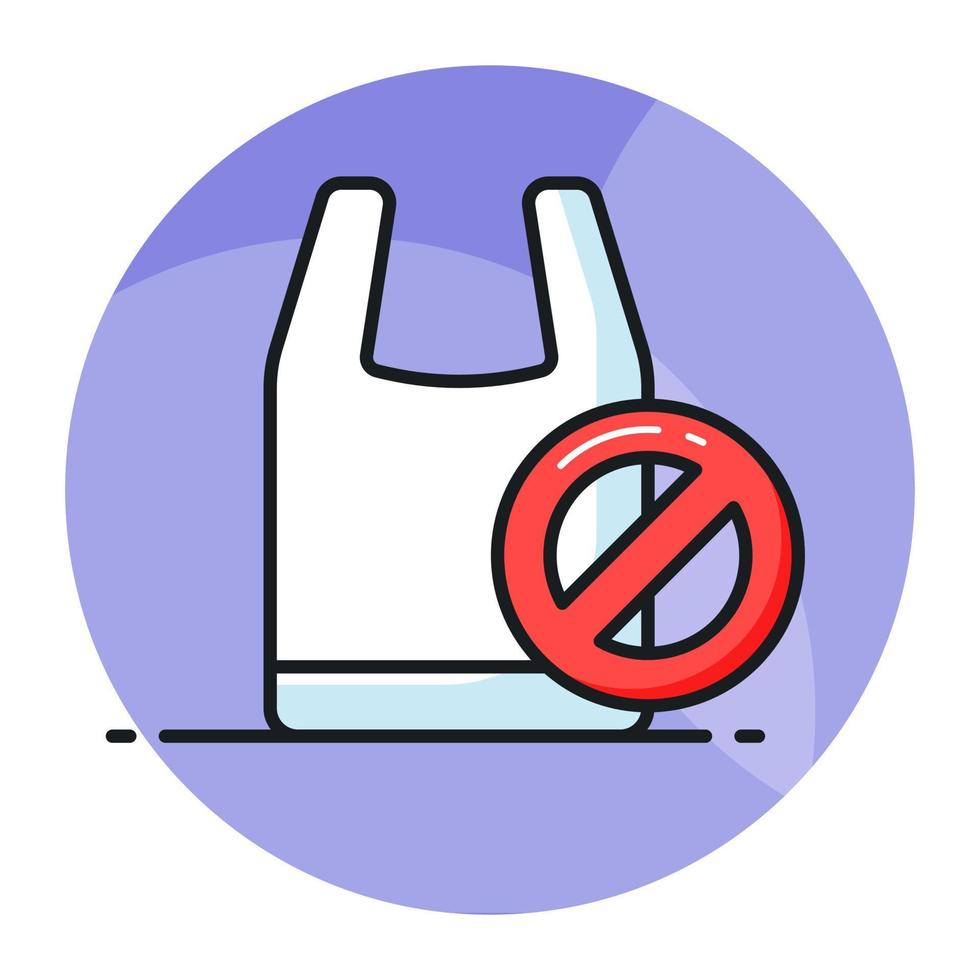 prohibido firmar en el plastico bolso representando concepto icono de No el plastico bolsa, el plastico gratis mundo, vector