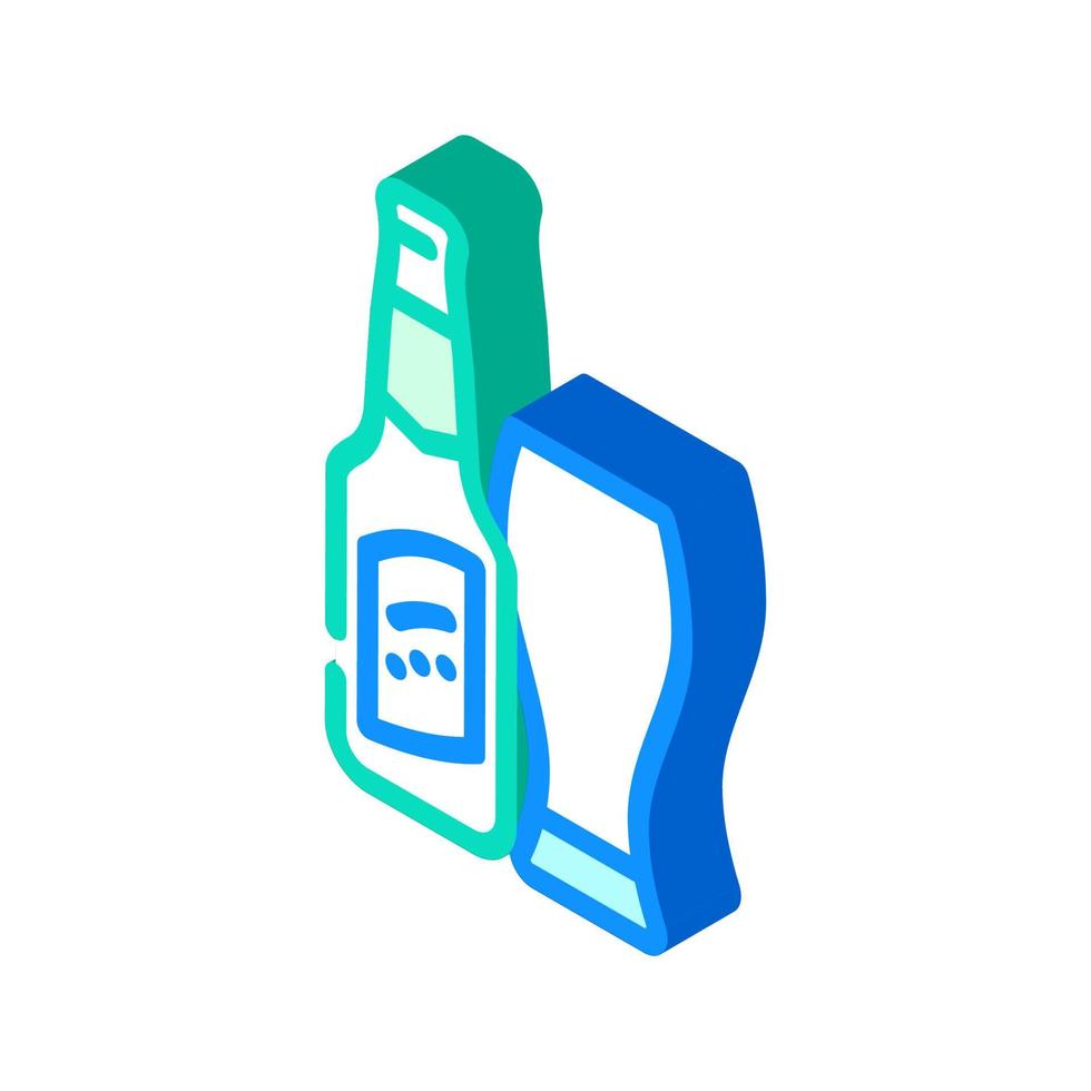 beer glass bottle isometric icon vector illustration