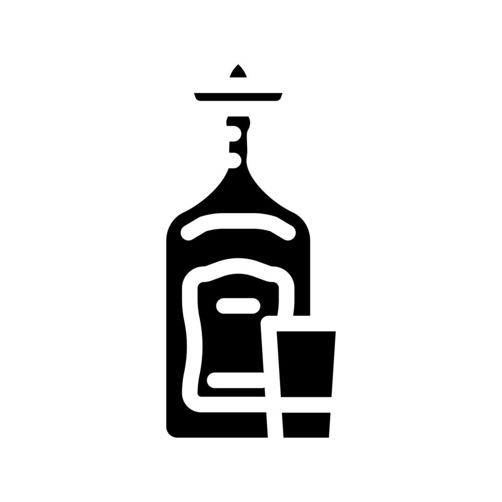 tequila vaso botella glifo icono vector ilustración