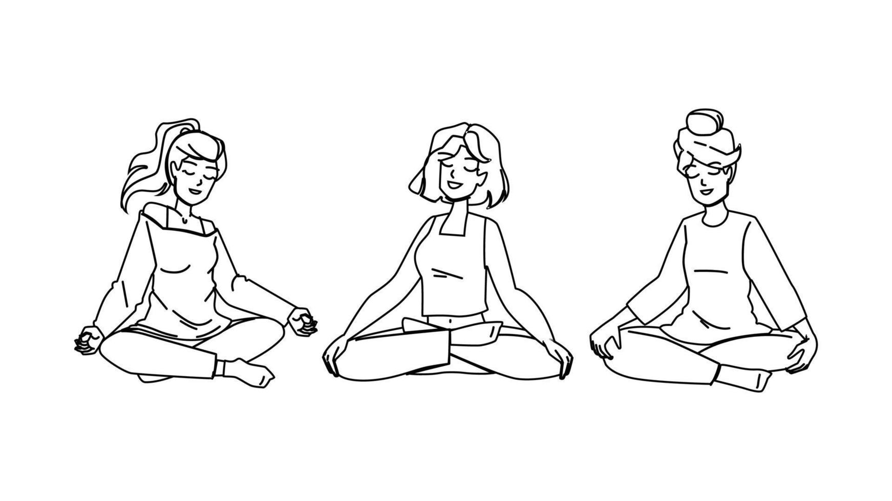 meditate woman vector