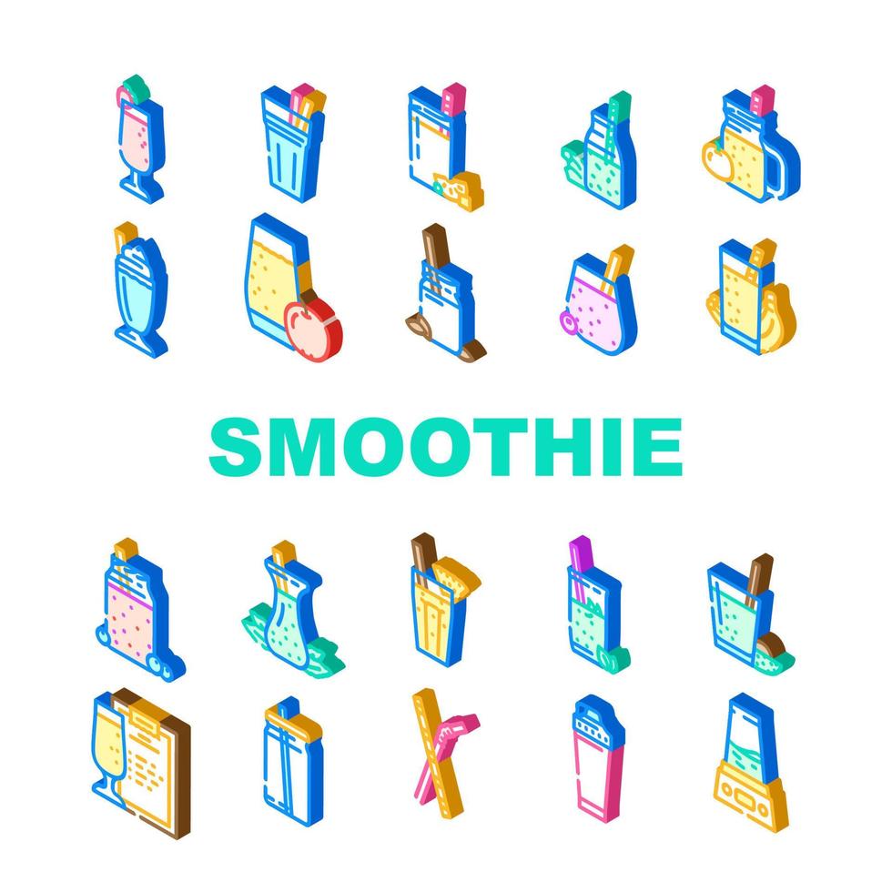 smoothie fruit juice drink icons set vector