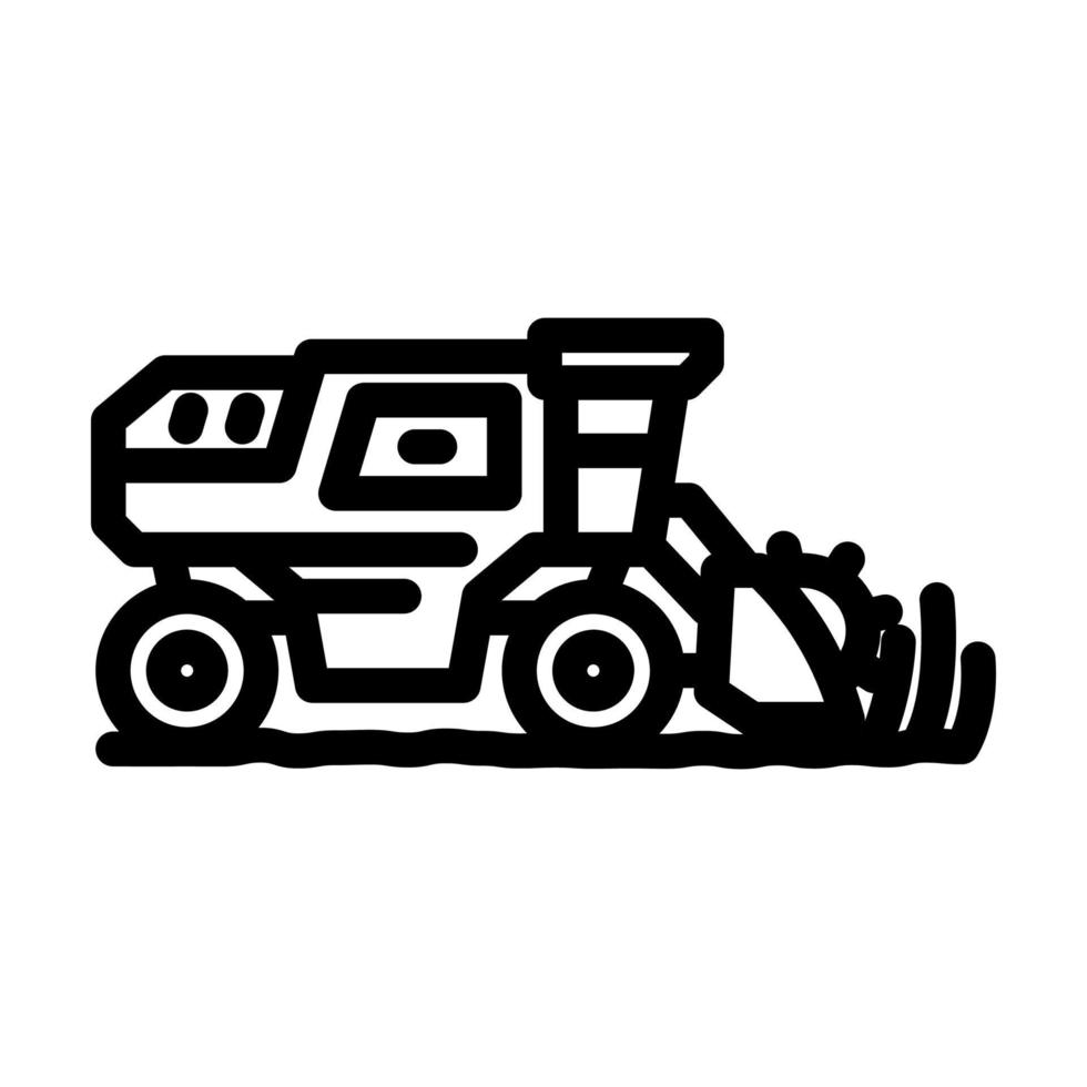 harvester harvesting field wheat line icon vector illustration