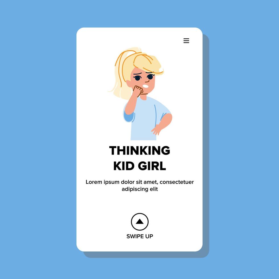 thinking kid girl vector