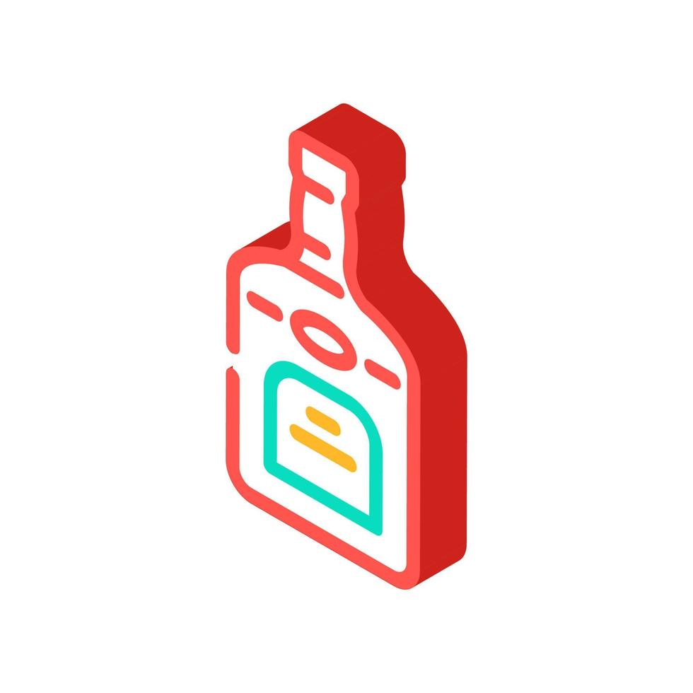 rum drink bottle isometric icon vector illustration